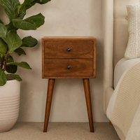 Wyld Haus Olbia Mini 2 Drawer Bedside Table Chestnut Mango Wood in Brown