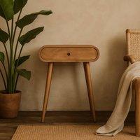 Wyld Haus Cagliari Mini Curved Mango Wood Console Table with Drawer in Brown