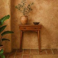 Wyld Haus Olbia Mini Console Table Chestnut Mango Wood 2 Drawers in Brown