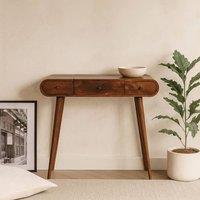 Wyld Haus Tha Ruea Chestnut Mango Wood Dressing Table with Foldable Mirror in Brown