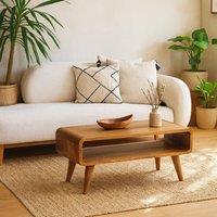 Wyld Haus Huai Hee Open Mango Wood TV Media Unit Oak Finish in Brown