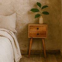 Wyld Haus Parma Small 2 Drawer Bedside Table Oak Mango Wood in Brown