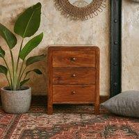 Wyld Haus Aspen 3 Drawer Bedside Table Solid Mango Wood Chestnut in Brown