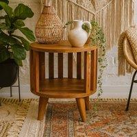 Wyld Haus Kaiula Mango Wood Bedside Table Single Shelf Oak Finish in Brown