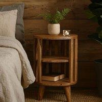 Wyld Haus Kaiula Double Shelf Bedside Table Oak Mango Wood in Brown