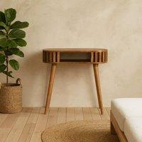 Wyld Haus Kailua Mango Wood Console Table Open Shelf Oak Finish in Brown