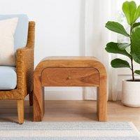 Wyld Haus Tende Curved Mango Wood Bedside Table with Drawer in Brown