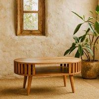 Wyld Haus Kaunakakai Slatted Mango Wood Coffee Table in Brown