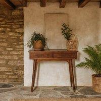 Wyld Haus Kealakekua Chestnut Mango Wood 2 Drawer Console Table in Brown