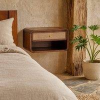 Wyld Haus Como Chestnut Wall Mounted Woven Bedside Table with Drawer in Brown