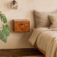 Wyld Haus Solis 2 Drawer Mango Wood Wall Mounted Nightstand in Brown