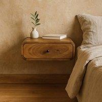 Wyld Haus Udine Wall Mounted Oak Style Drawer Bedside Table in Brown