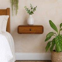 Wyld Haus Udine Wall Mounted Mango Wood Bedside Table with Drawer in Brown