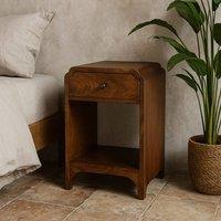 Wyld Haus Paris Mango Wood Bedside Table with Drawer & Shelf in Brown