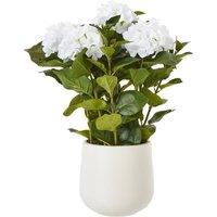 Wyld Haus Artificial Medium White Hydrangea in White Ceramic Pot