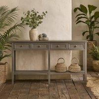 Wyld Haus Laurelbrook Four Drawer Console Table with Bottom Shelf Grey Wash