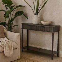 Wyld Haus Sagevale 2 Drawer Ribbed Console Table with Bottom Shelf in Brown