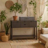 Wyld Haus Sagevale 2 Drawer 2 Door Ribbed Wood Console Table in Brown