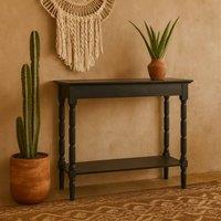 Wyld Haus Ploumanach Black Wooden Console Table with Lower Shelf