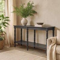 Wyld Haus Ploumanach Large Black Wooden Console Table with Lower Shelf