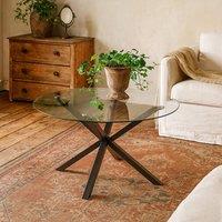 Wyld Haus Saignon Round Glass Dining Table Black Cross X Metal Legs
