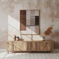 Wyld Haus Pyrgos Woven Geometric Wall Art in Slim Wood Frame
