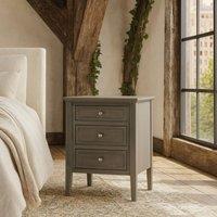 Wyld Haus Laurelbrook Three Drawer Wooden Bedside Table in Grey