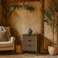 Wyld Haus Sagevale Ribbed 3 Drawer Bedside Table in Brown