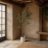 Wyld Haus 210cm Extra Tall Artificial Olive Tree in White Ceramic Pot in Brown