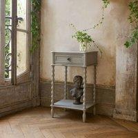 Wyld Haus Thuy Grey Wooden Bedside Table One Drawer Lower Shelf