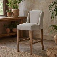 Wyld Haus Parma Arched Upholstered Bar Stool Warm Grey Oak Legs