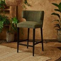Wyld Haus Modena Green Upholstered Bar Stool with Wooden Legs