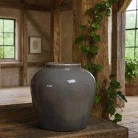 Wyld Haus Bloomwood Grey Glazed Round Juniper Ceramic Vase Crackle Effect