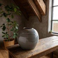 Wyld Haus Bloomwood Grey Glazed Round Ceramic Vase Crackle Effect