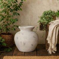 Wyld Haus Terra Large Antique White Textured Ceramic Vase 30cm in Stone
