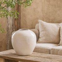 Wyld Haus Sagebloom Large White Glazed Ceramic Bottle Vase Crackle Effect