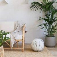 Wyld Haus Marble Glazed Round Ceramic Vase in White