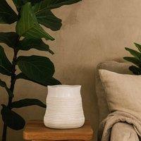 Wyld Haus Saffron Wide Hewn Ceramic Vase with Textured Scandi Pattern in White