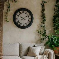 Wyld Haus Black Metal Roman Numeral Wall Clock with Glass Cover