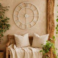 Wyld Haus Minimalist White Metal Open Frame Wall Clock with Roman Numerals