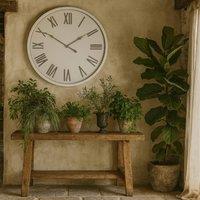 Wyld Haus Large 80cm White Wall Clock with Grey Roman Numerals