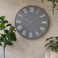 Wyld Haus 50cm Grey Wall Clock with White Roman Numerals & Minimal Frame