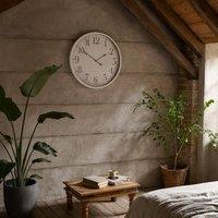Wyld Haus Minimalist White Wall Clock with Bold Grey Numbers