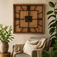 Wyld Haus Large Rustic Square Wall Clock with Roman Numerals in Brown