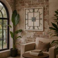 Wyld Haus Large White Washed Square Rustic Grey Skeleton Wall Clock