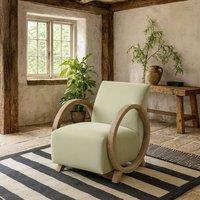 Wyld Haus Aracaju Sage Green Velvet Armchair with Oak Ring Arms