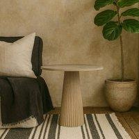 Wyld Haus Sorrento Weathered Oak Ribbed Round Side Table in Brown