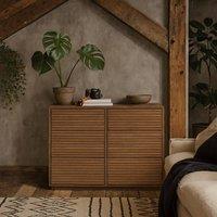 Wyld Haus Mandarina Six Drawer Ribbed Oak Chest Natural Walnut Finish in Brown