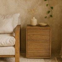 Wyld Haus Velagio Natural Oak Ribbed 2 Drawer Bedside Table in Brown