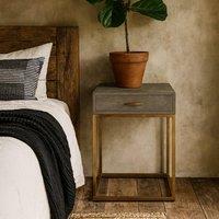 Wyld Haus Mandalo Taupe Shagreen One Drawer Side Table with Brushed Brass Frame
